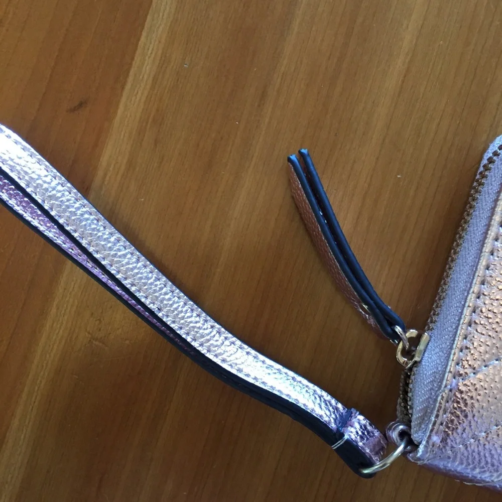 Metallic Pink Rose Wristlet Wallet - Picture 5 of 10